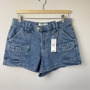 Ardene NWT Cargo Denim Shorts Light Wash Utility Pocket Shorts Size 7